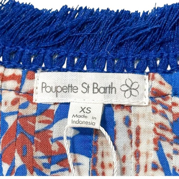 Poupette St Barth Sasha Mini Dress, Size XS, Blue Tropical, New with Tag, $350 - Picture 4 of 13